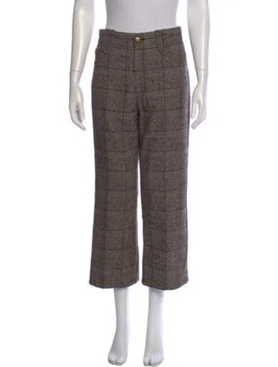Pre-owned Marc Jacobs Plaid Print Wide Leg Pants In Brown