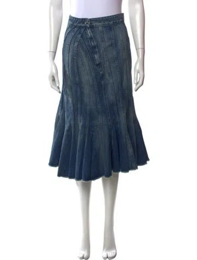 Pre-owned Marc Jacobs Pleated Accents Midi Length Skirt In Blue