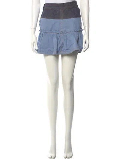 Pre-owned Marc Jacobs Pleated Accents Mini Skirt In Blue