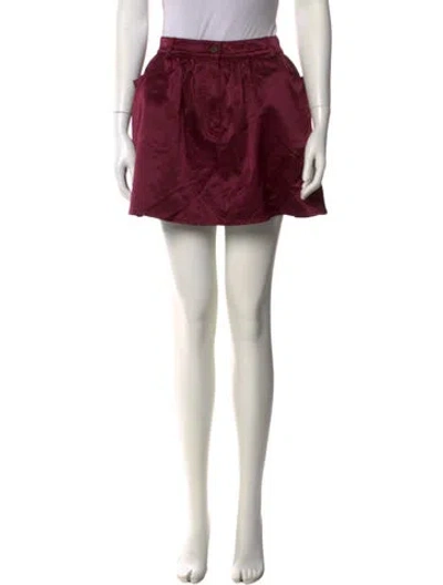 Pre-owned Marc Jacobs Pleated Accents Mini Skirt In Burgundy