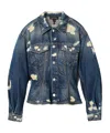 Marc Jacobs The Rip And Repair Fluted Denim Jacket Casual Jackets And Parka In Blue