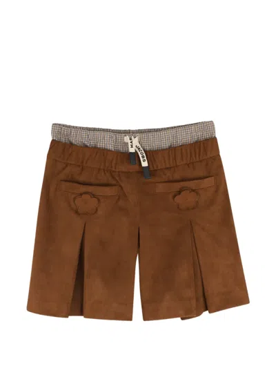Marc Jacobs Kids' Pleated Faux-suede Shorts In Brown