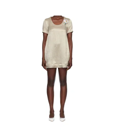 Marc Jacobs Pleated Satin Mini Dress In Gray