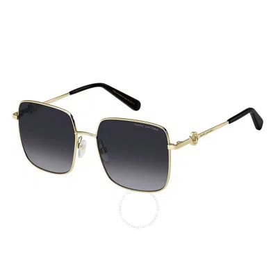 Marc Jacobs Polarized Grey Gradient Square Ladies Sunglasses Marc 654/s 0j5g/wj 58 In Gold