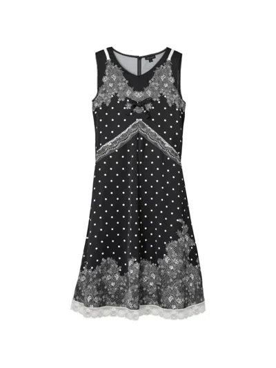Marc Jacobs Polka Dot Lace-detail Midi Dress In Black