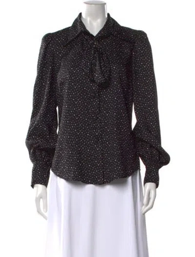 Pre-owned Marc Jacobs Polka Dot Print Long Sleeve Blouse W/ Tags In Black