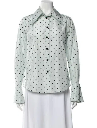 Pre-owned Marc Jacobs Polka Dot Print Long Sleeve Button-up Top In Green