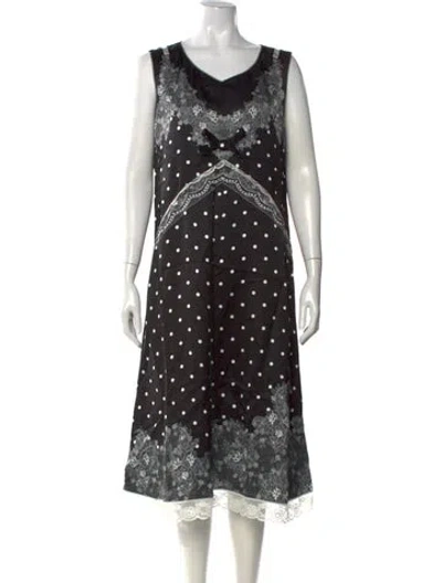 Pre-owned Marc Jacobs Polka Dot Print Midi Length Dress W/ Tags In Black