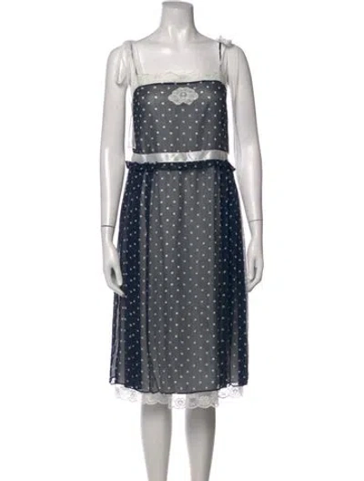 Pre-owned Marc Jacobs Polka Dot Print Midi Length Dress W/ Tags In Blue