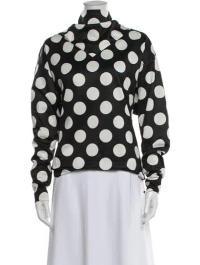 Pre-owned Marc Jacobs Polka Dot Print Mock Neck Top In Black