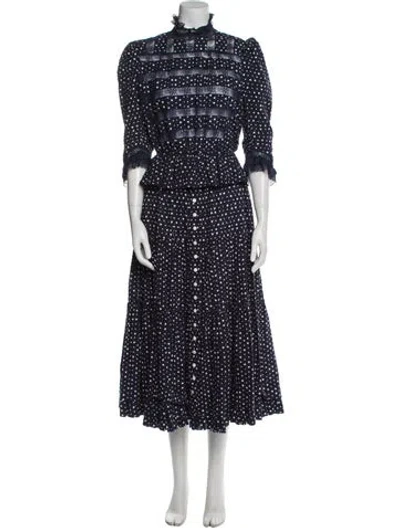 Pre-owned Marc Jacobs Polka Dot Print Ruffle Embellishment Skirt Set In Blue