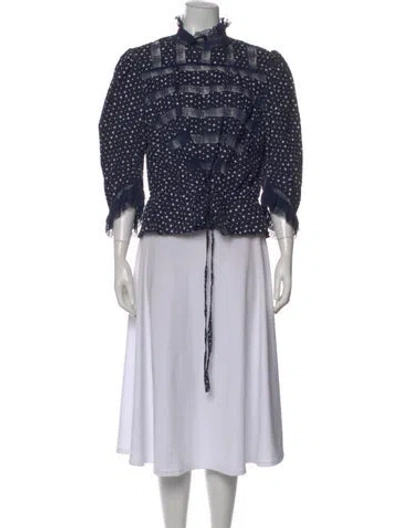 Pre-owned Marc Jacobs Polka Dot Print Three-quarter Sleeve Blouse In Blue