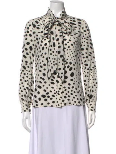 Pre-owned Marc Jacobs Polka Dot Print Tie Neck Blouse In Black/white
