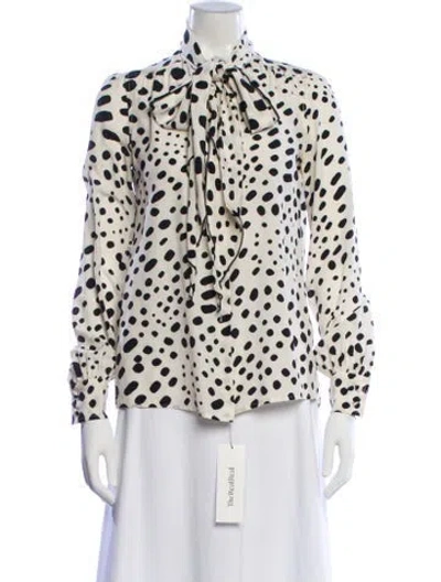 Pre-owned Marc Jacobs Polka Dot Print Tie Neck Blouse In Neutral