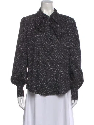 Pre-owned Marc Jacobs Polka Dot Print Tie Neck Blouse W/ Tags In Black