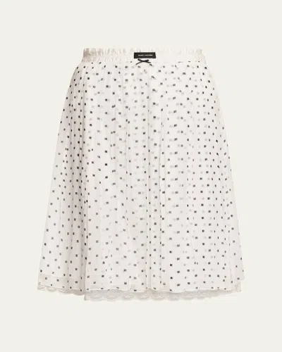 Marc Jacobs Polka-dot Layered Crinkle Chiffon Mini Skirt In White