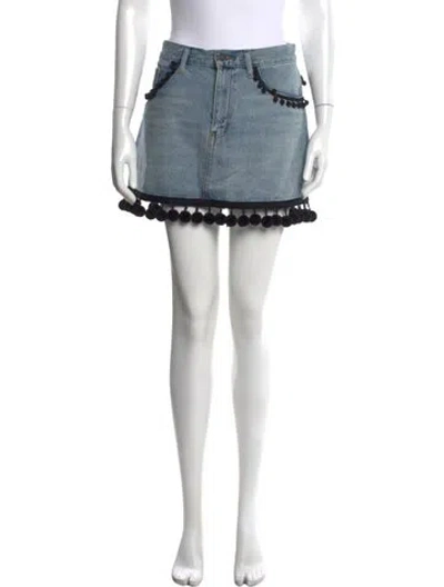 Pre-owned Marc Jacobs Pom-pom Embellishments Mini Skirt In Blue