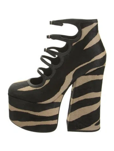 Pre-owned Marc Jacobs Ponyhair Animal Print Pumps W/ Tags In Black/neutrals