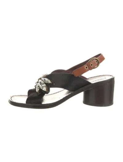 Pre-owned Marc Jacobs Ponyhair Colorblock Pattern T-strap Sandals In Black