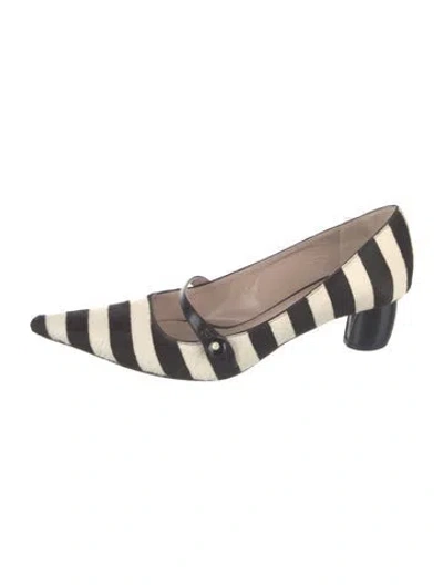 Pre-owned Marc Jacobs Ponyhair Striped Boots In Black