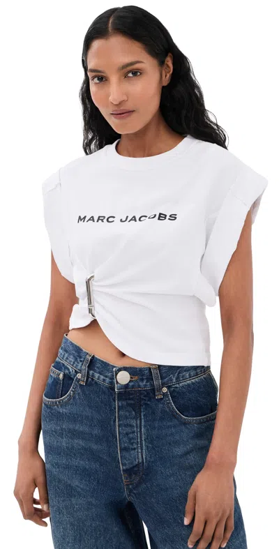 Marc Jacobs Pop J Marc Logo Drape Seam Tee In White