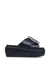 Marc Jacobs The Pop J Marc Platform Wedge Slide Sandal In Black
