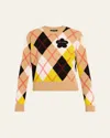 Marc Jacobs Preppy Daisy Argyle Crewneck Joy Yellow Multi In Multi