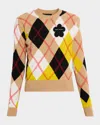 Marc Jacobs Preppy Daisy Argyle Crewneck Joy Yellow Multi In Multi