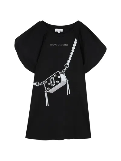 Marc Jacobs Kids' Print Puff-sleeve Dress In Black