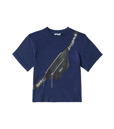 Marc Jacobs Kids' Printed Cotton Jersey T-shirt In Denim Blue