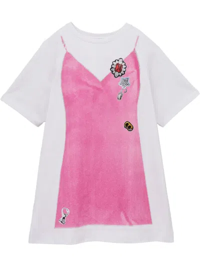 Marc Jacobs Women's White/pink Trompe Loeil T-shirt Mini Dress | Size Xs/small | 2s5rdr083c14co