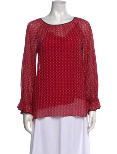 Pre-owned Marc Jacobs Printed Crew Neck Blouse In Red