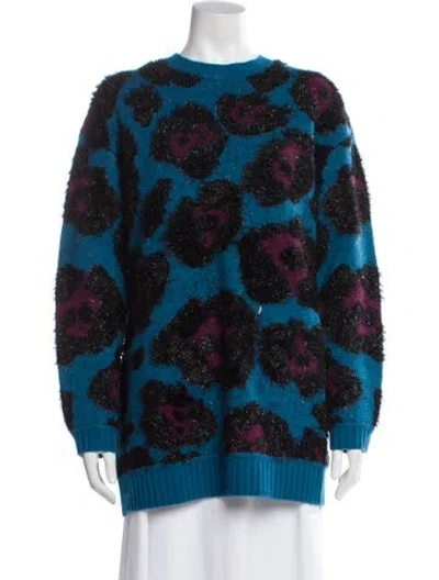 Pre-owned Marc Jacobs Printed Crew Neck Sweater In Blue