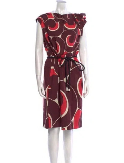 Pre-owned Marc Jacobs Printed Knee-length Dress In Burgundy