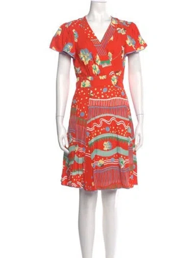 Pre-owned Marc Jacobs Printed Knee-length Dress In Red