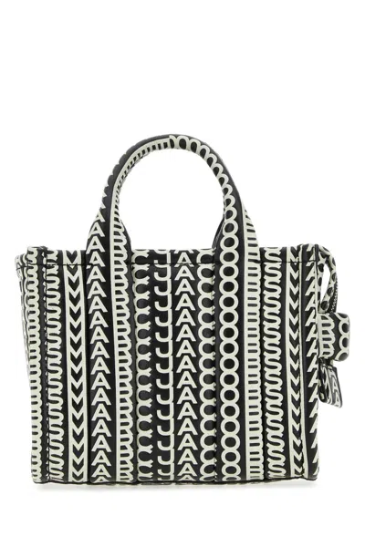 Marc Jacobs Printed Leather Micro The Monogram Handbag In Black