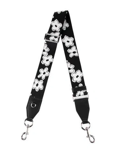 Pre-owned Marc Jacobs Printed Leather Trim Bag Strap In Black