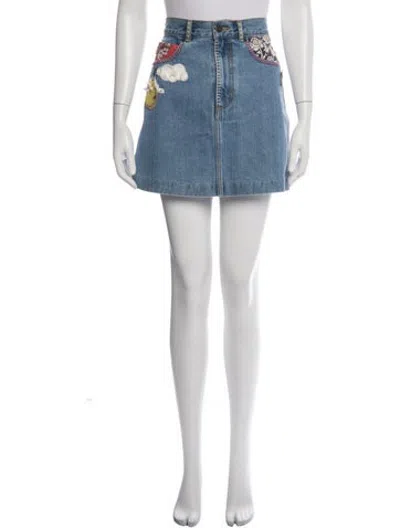 Pre-owned Marc Jacobs Printed Mini Skirt In Blue