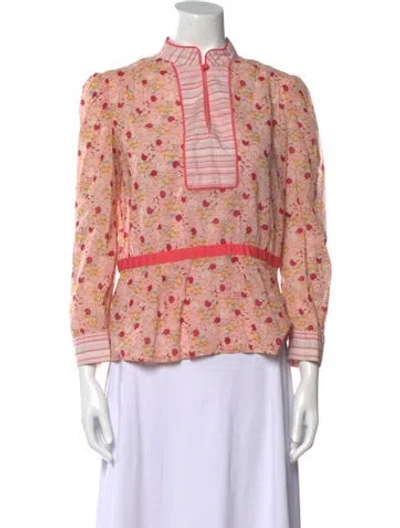Pre-owned Marc Jacobs Printed Mock Neck Blouse In Pink