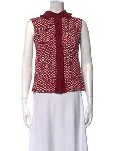 Pre-owned Marc Jacobs Printed Mock Neck Blouse In Pink/red