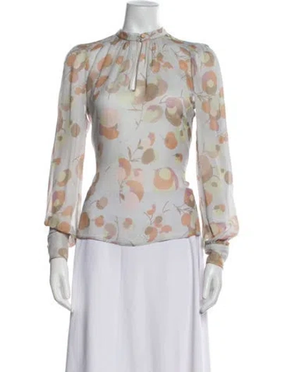 Pre-owned Marc Jacobs Printed Mock Neck Blouse In Purple