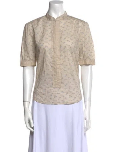 Pre-owned Marc Jacobs Printed Mock Neck Button-up Top In Neutral