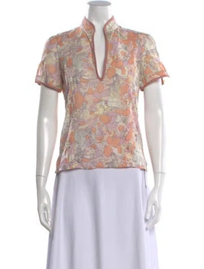Pre-owned Marc Jacobs Printed Short Sleeve Blouse In Pink