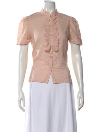 Pre-owned Marc Jacobs Printed Short Sleeve Button-up Top In Pink