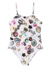 Marc Jacobs Printed Swimsuit In White
