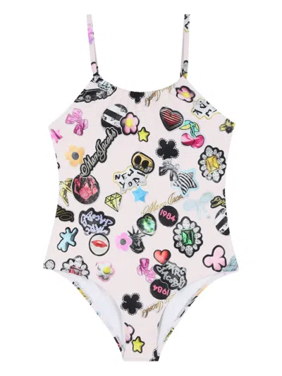 Marc Jacobs Kids' Printed Swimsuit In White