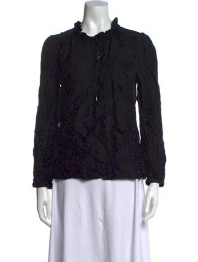 Pre-owned Marc Jacobs Printed Tie Neck Blouse In Black