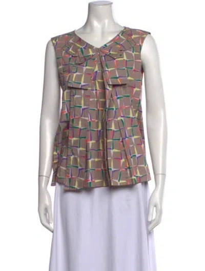 Pre-owned Marc Jacobs Printed V-neck Top In Multicolor