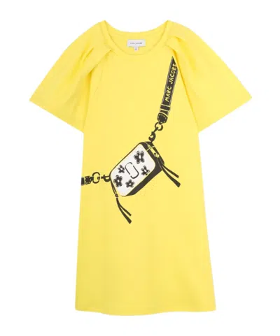 Marc Jacobs Kids' Puff-sleeve Graphic Dress In Yellow