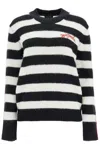Marc Jacobs Pullover The Striped Brushed Logo Sweater In Black